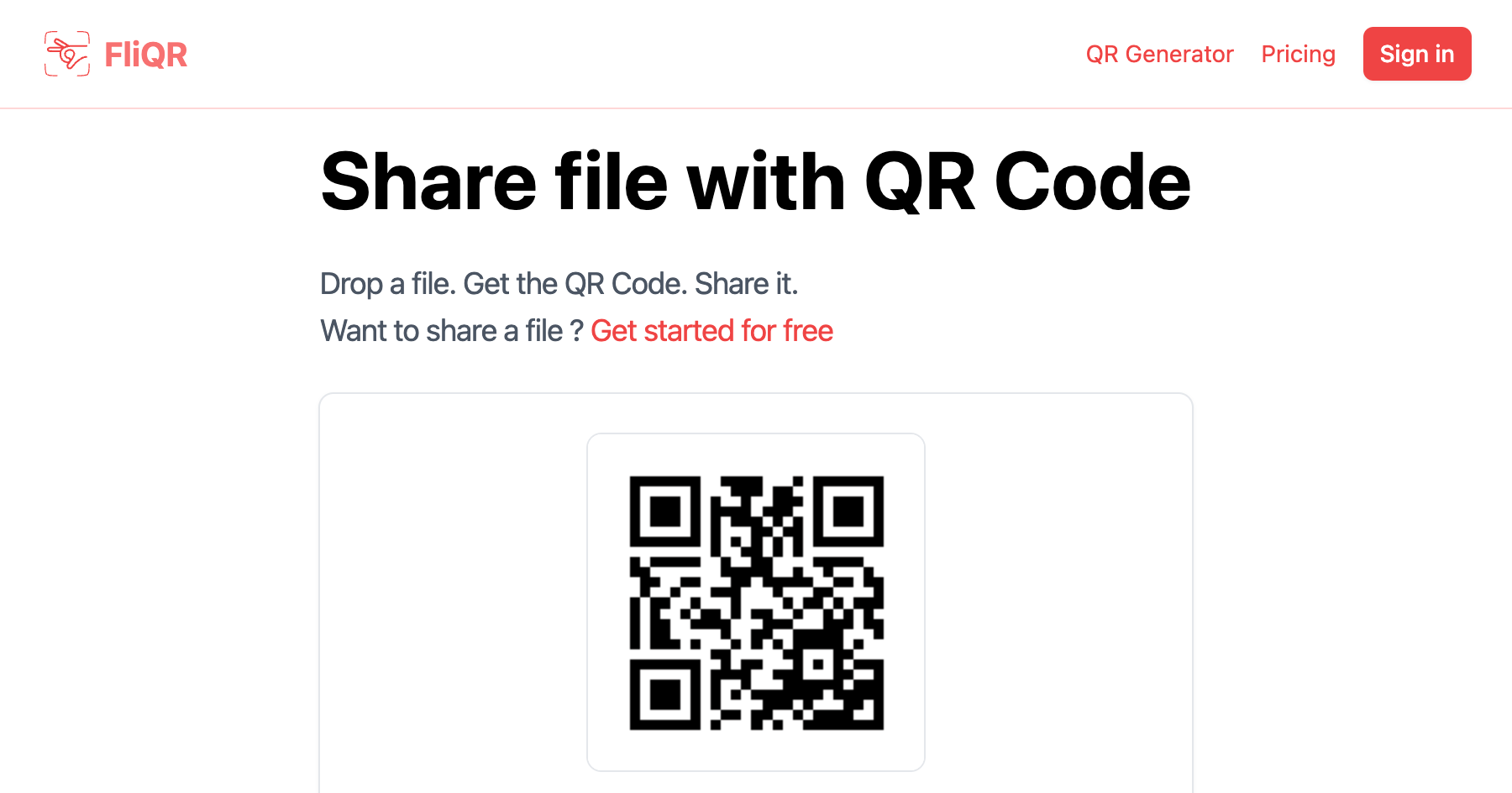 Share a file using a QR Code | FliQR